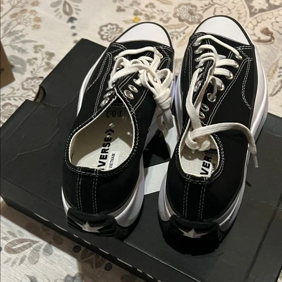 Converse Low Top Canvas Sneakers in Black & White - Picture 7 of 7